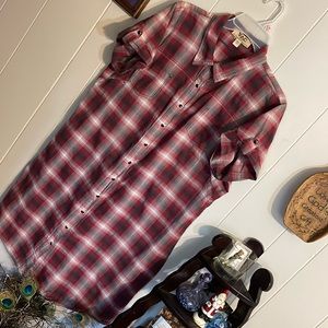 Vintage VAC jeans by Nine West Flannel Short Sleeve Dress/Long Shirt